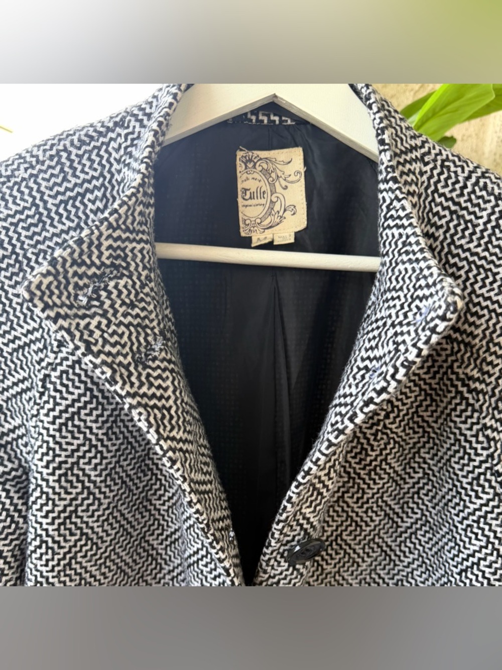 Tulle Navy and White Patterned Pea Coat - Picture 2 of 14